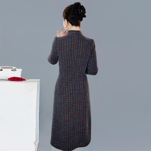 TYH-99H265-Y时尚仿貂绒连衣裙秋冬季厚款打底裙中长款时尚女装弹力包臀裙 商品图2