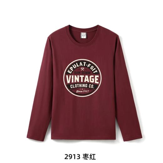 E|F-新~ 复古Vintage 100%水洗磨毛棉 印花 打底长袖T恤 商品图5