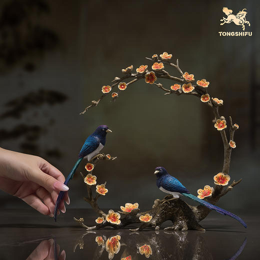 铜师傅《喜上眉梢》客厅桌面喜鹊铜摆件 家居装饰工艺品送礼摆件 商品图4