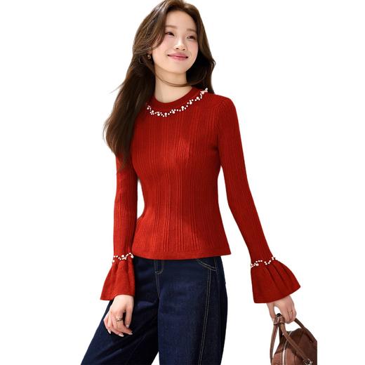 CC 2130喇叭袖毛衣针织衫修身显瘦上衣 商品图4