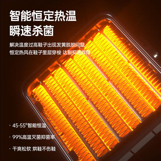 【生活必备丨奥克斯烘鞋器】双V支架高效烘鞋新体验，四风道360°环绕烘干更全面，智能芯片控温，保护鞋子袜子不受高温破坏，90°灵活折叠节省空间，搬家外出携带也方便，一次可烘两双鞋无需等待 商品图3