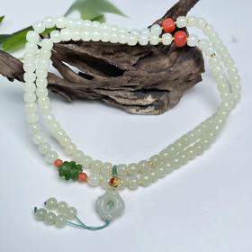 白玉四圈-南红碧玉四叶草