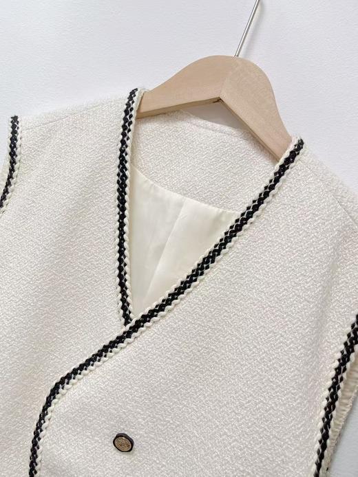 11.11直降到底！！【秋新品】7059米白小香风编织边马甲背心-喜出 商品图2