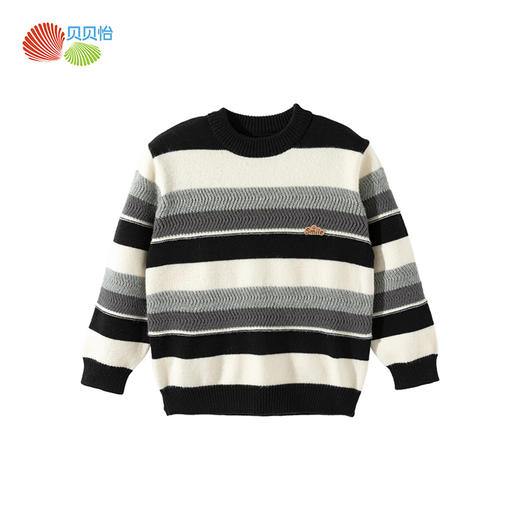 贝贝怡2025冬季男童针织衫休闲时尚洋气柔软舒适保暖圆领男童毛衣ZB3ES084 商品图4