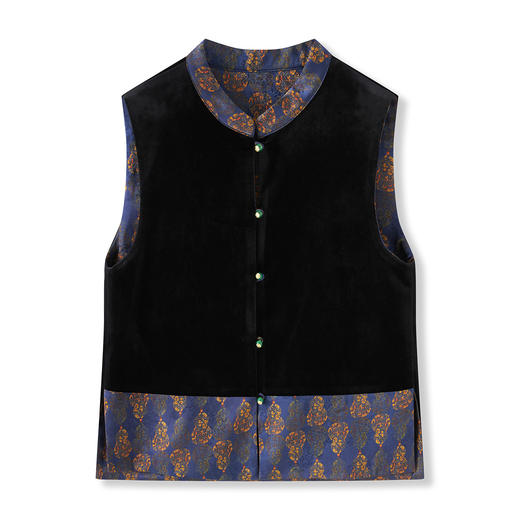 「高货wl」全新升级【铂金会员330/天猫439/差价109】(51755)洛诗琳新中式双面穿丝绒提花马甲2025秋季国风立领上衣女 商品图4