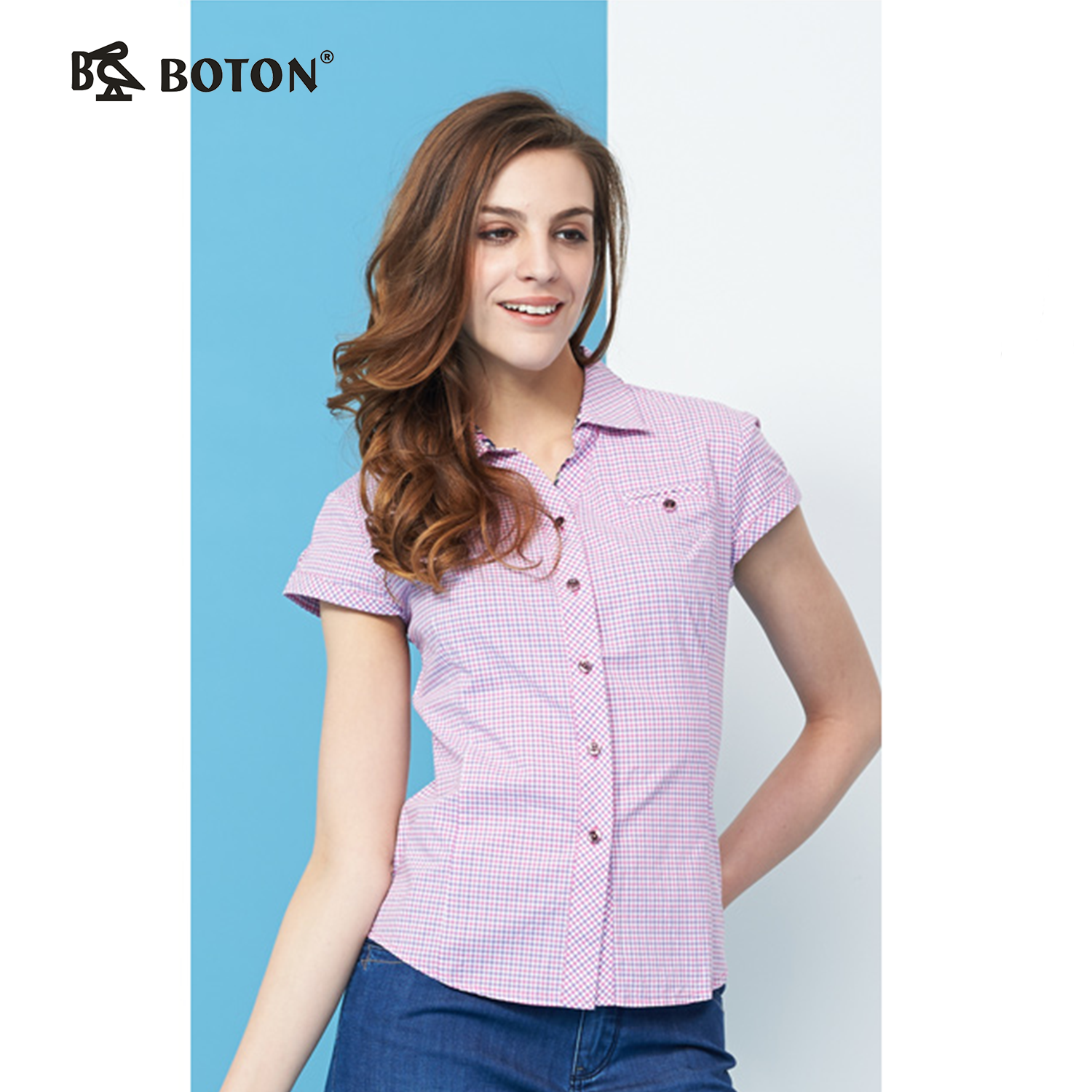 【第2件半价！尾货清仓不退换】波顿夏款格子_短袖衬衫女式LS722214