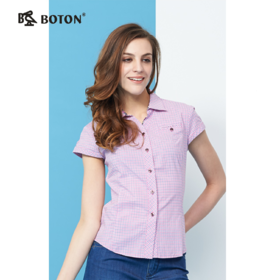 【第2件半价！尾货清仓不退换】波顿夏款格子_短袖衬衫女式LS722214