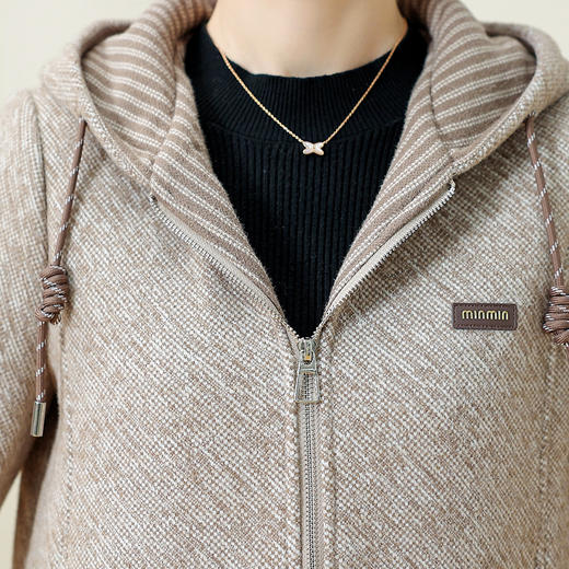 QYM 7258028-Y时尚连帽外套休闲宽松拉链开衫衣 商品图3