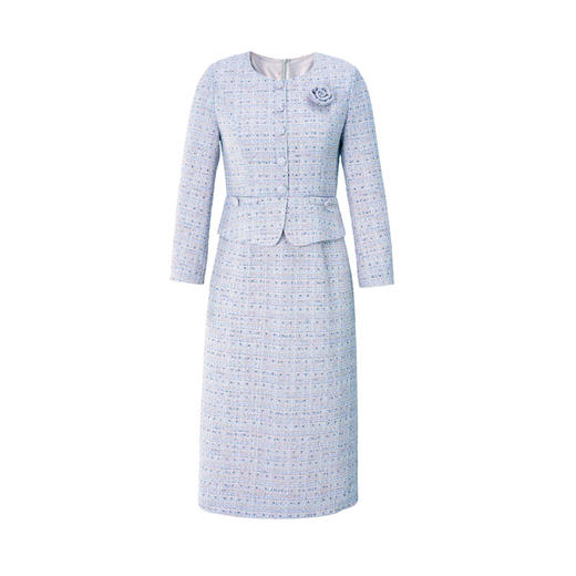 TQ 1218小香风荷叶边妈妈连衣裙 商品图4