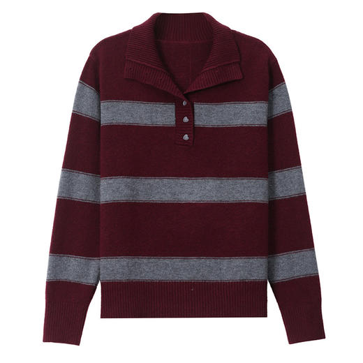 CC 101-15808条纹半高领毛衣纽扣修身显瘦针织衫 商品图4