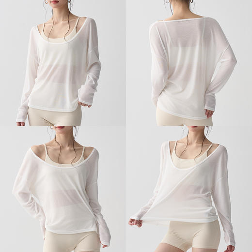 【限时秒】YOGACODE【火树银花系列】慵懒长袖瑜伽服女松弛感亲肤健身t恤宽松显瘦透气运动罩衫DWI125620 商品图3