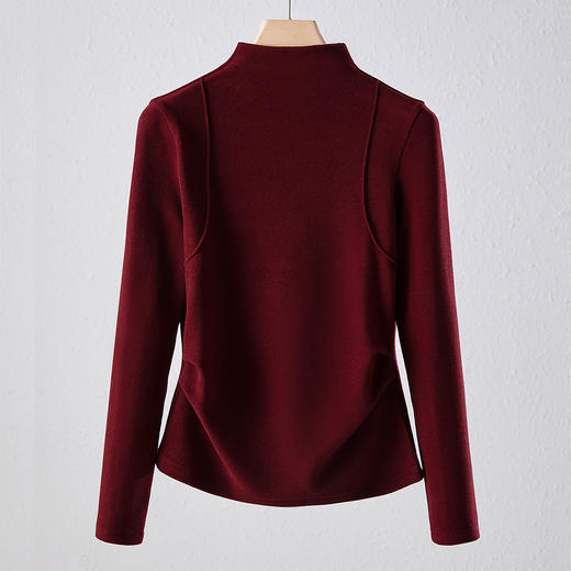 「自j」全新升级【铂金会员119/天猫159/差价40】(02505)洛诗琳半高领空气层暖绒打底衫2025秋冬加绒高级感打底上衣 商品图2