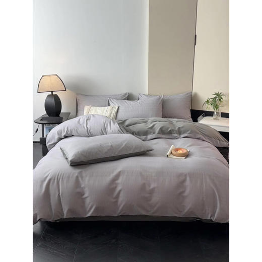 【全棉磨毛】简约风四件套AB双版纯棉被套加厚床单床上用品床笠款三件套2025新款 商品图1