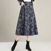 PH-1602印花半身裙女秋冬2025新款高腰显瘦大摆裙遮胯中长款a字裙百褶裙 商品缩略图1