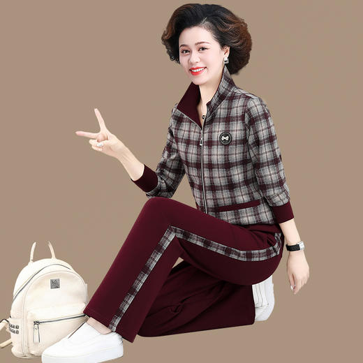 SP85-7681 运动套装女春秋季2025新款宽松洋气妈妈立领卫衣休闲跑步服三件套 商品图3