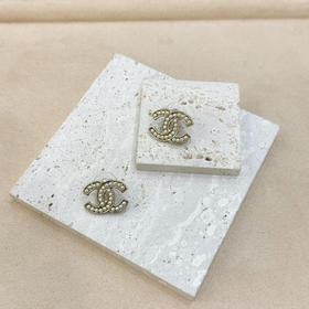 Chanel 双C 金色 珍珠 耳环