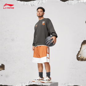李宁男子秋季反伍系列套头卫衣AWDU259-7曜石灰