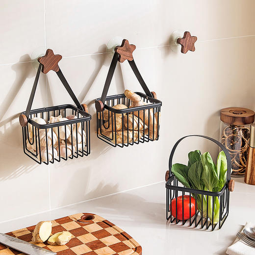 摩登主妇316不锈钢厨房挂篮免打孔调料置物架姜蒜收纳沥水筐 商品图3