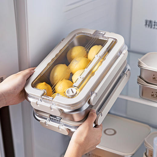 摩登主妇不锈钢冰箱收纳盒整理盒带提手食品级专用水果保鲜冷冻盒 商品图4