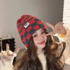 【好看不踩雷！氛围感拉满~】加宽加大帽围，舒适保暖，复古拼色菱形格子针织毛线帽女秋冬显脸小包头冷帽保暖帽子。rc 商品缩略图4