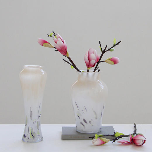 厂家直销中古风玻璃简约奶玉色插花家居花瓶摆件礼品餐桌花瓶装饰 商品图3
