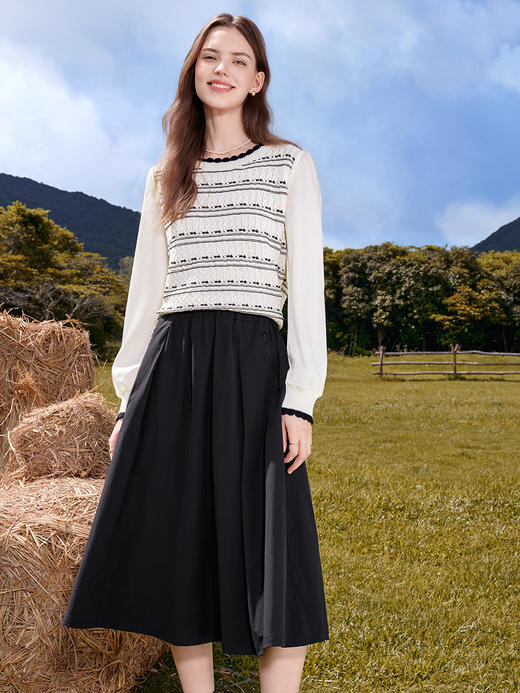 【百图lulu定制】【钢琴键针织衫】法式 波浪纹 钩花针织衫 商品图8