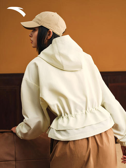 安踏【关晓彤同款】工装风休闲外套 女新款宽松梭织运动上衣162538603 浅柠黄-2 商品图5