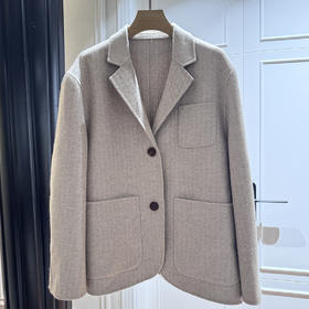 火桐hooton 重磅康赛妮100羊绒人字纹西装外套ZB8080