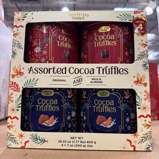 Truffettes铁罐礼盒松露巧克力299元🉐包税包邮到手了🔥美国🇺🇸直邮🉐Truffettes De France可可松露巧克力200g*4罐🔥 商品图0