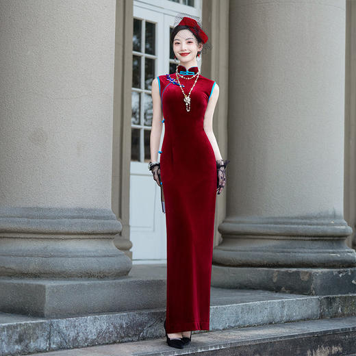 红色旗袍女2025新款中国风新中式改良高端优雅气质舞台表演出服秋 商品图0