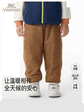 英氏儿童夹棉长裤子秋冬保暖加厚束脚卫裤外出男童YRKCJ4R019A