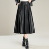 PH-1601 2025新款木耳花边大摆裙高腰中长款半身裙女秋冬A字裙百褶长裙子 商品缩略图0