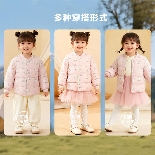 贝贝怡2025冬新款女童轻薄羽绒服防风保暖卡通满印羽绒外套校服神器ZB4ES061 商品图4