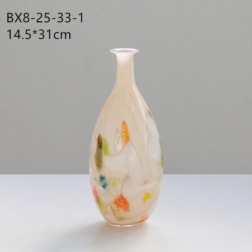 原创设计高级彩色点点奶黄色手工中古风琉璃玻璃花瓶花器插花摆件 商品图8