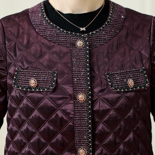 YXJY-7258029-Y中年洋气夹棉小香风外套2025年新款妈妈装秋季薄款棉服外套 商品图3