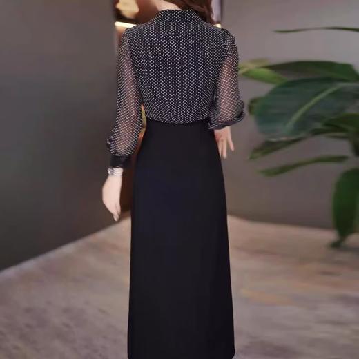 QYM 25MYY2163修身显瘦假两件波点裙POLO领连衣裙 商品图2