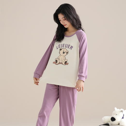 自然醒沁绒女士家居服德绒蓄暖长袖长裤套头睡衣QH 商品图5