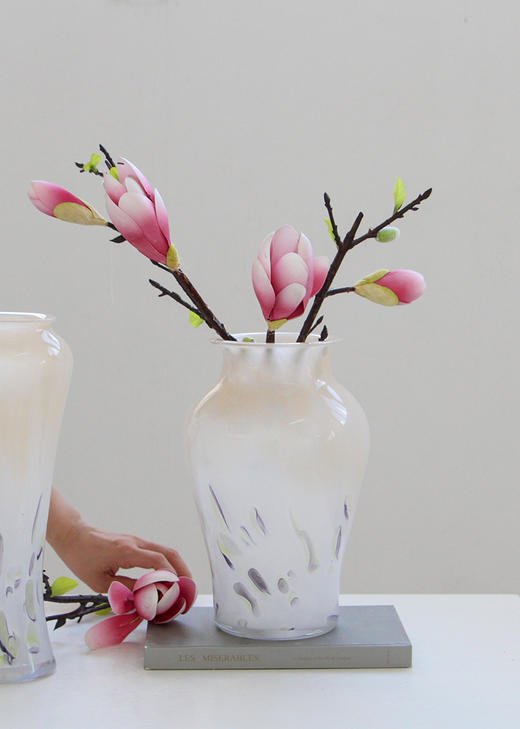 厂家直销中古风玻璃简约奶玉色插花家居花瓶摆件礼品餐桌花瓶装饰 商品图2