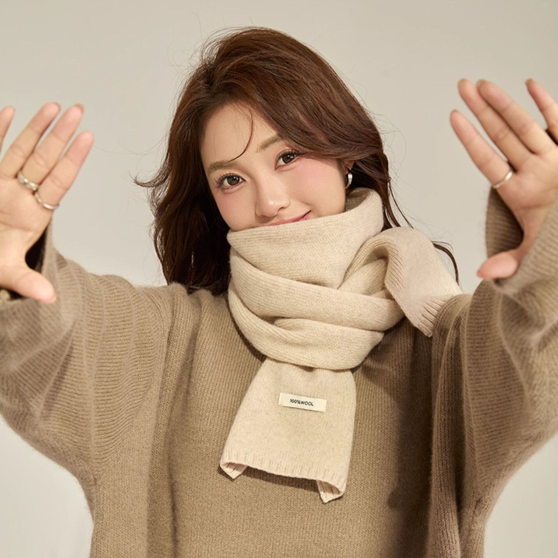 FUNGNI-FUNGNY 秋冬新款男女款围巾 时尚经典羊毛围巾  长款围脖围巾 多款可选 160*22cm  ZXT