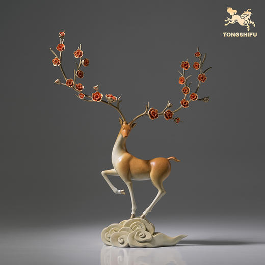 铜师傅《一路繁花》客厅桌面铜鹿摆件 家居装饰工艺品 商品图2