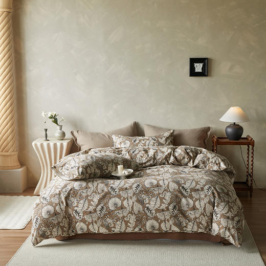 【全棉磨毛】复古田园风秋冬季加厚保暖全棉磨毛四件套纯棉 被套床单床上用品 商品图6