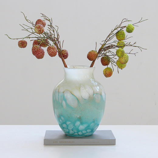 原创新中式绿色肌理玻璃花瓶客厅玄关客厅插花轻奢餐桌设计感摆件 商品图3