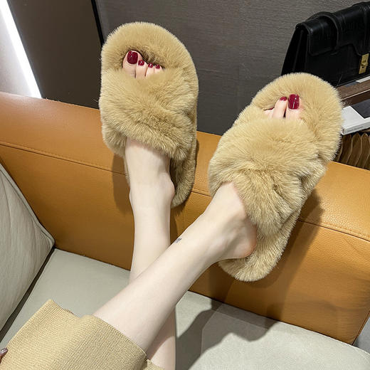 【升级款加厚底毛毛拖！】2025新款外穿女生ins加厚底毛毛拖鞋 秋冬薄底时尚高级软底轻奢女鞋 商品图5