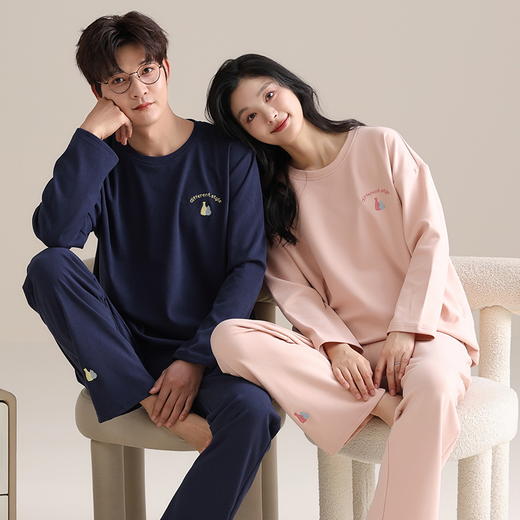【热卖推荐】自然醒续暖情侣家居服德绒发热长袖长裤套头男女睡衣QH 商品图9