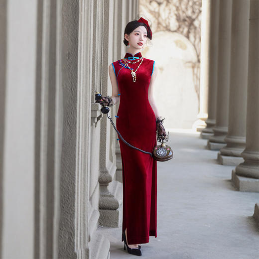 红色旗袍女2025新款中国风新中式改良高端优雅气质舞台表演出服秋 商品图3