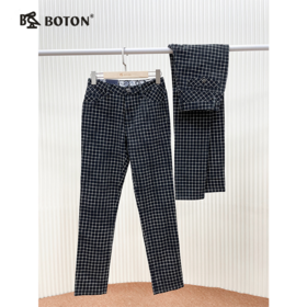 【第2件半价！尾货清仓不退换】波顿女士弹力休闲格仔裤LE153314