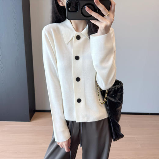 不经意的炫耀！巴素兰羊毛翻领毛衣开衫简约气质外套25秋冬款！ 商品图1