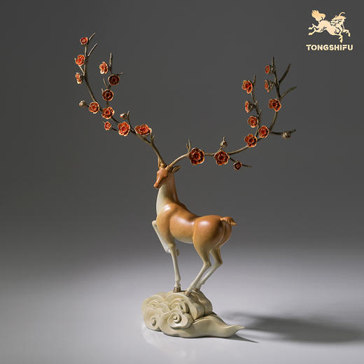 铜师傅《一路繁花》客厅桌面铜鹿摆件 家居装饰工艺品 商品图1