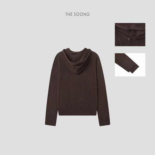 THESOONG|德国进口机织羊毛羊绒高密定染纽扣连帽毛衣女HWMY8004 商品图7