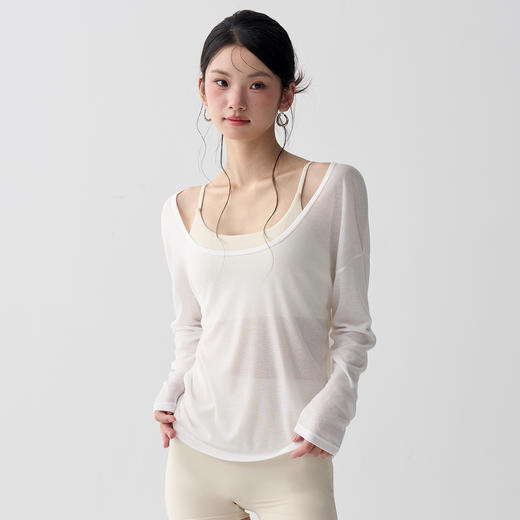 【限时秒】YOGACODE【火树银花系列】慵懒长袖瑜伽服女松弛感亲肤健身t恤宽松显瘦透气运动罩衫DWI125620 商品图1